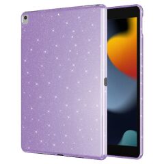 iPad 7. 8. 9. Nesil 10.2'' uyumlu Simli Silikon Kılıf Işıltılı Parlak Kapak Esnek TPU Lila