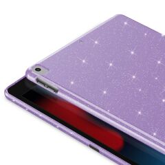 iPad 7. 8. 9. Nesil 10.2'' uyumlu Simli Silikon Kılıf Işıltılı Parlak Kapak Esnek TPU Lila