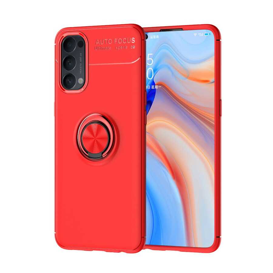 Oppo Reno 4 Kılıf Zore Ravel Silikon Kapak Kırmızı
