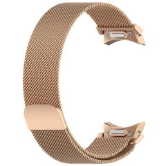 Galaxy Watch 6 Classic 43 / 47 mm Tam Uyumlu Mıknatıslı Hasır Metal Örgü Kordon Kayış Orijinal Pim Rose Gold