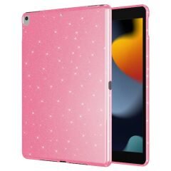 iPad 7. 8. 9. Nesil 10.2'' uyumlu Simli Silikon Kılıf Işıltılı Parlak Kapak Esnek TPU Pembe