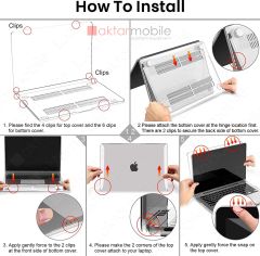 MacBook Air 13 M1 2021 Kılıf Koruyucu Kapak 13.3'' A2337 Uyumlu Şeffaf Parlak Tasarım Hava Kanallı