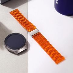 Samsung Galaxy Watch 5 Pro 45 mm Uyumlu Kordon Renkli Şeffaf Kayış Plastik Kordon Turuncu