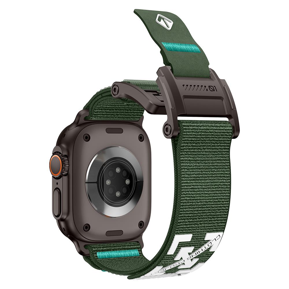 Apple Watch Ultra 2 3 49 mm Uyumlu Outdoor Kordon Naylon Dokuma Kumaş Premium Kayış Mıknatıslı Toka Siyah - Yeşil