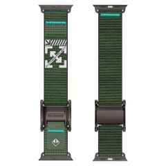 Apple Watch Ultra 2 3 49 mm Uyumlu Outdoor Kordon Naylon Dokuma Kumaş Premium Kayış Mıknatıslı Toka Siyah - Yeşil