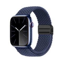 Apple Watch 7 8 9 45 mm uyumlu Örgü Kordon Magnetik D Tokalı Kayış Mıknatıslı Metal Toka