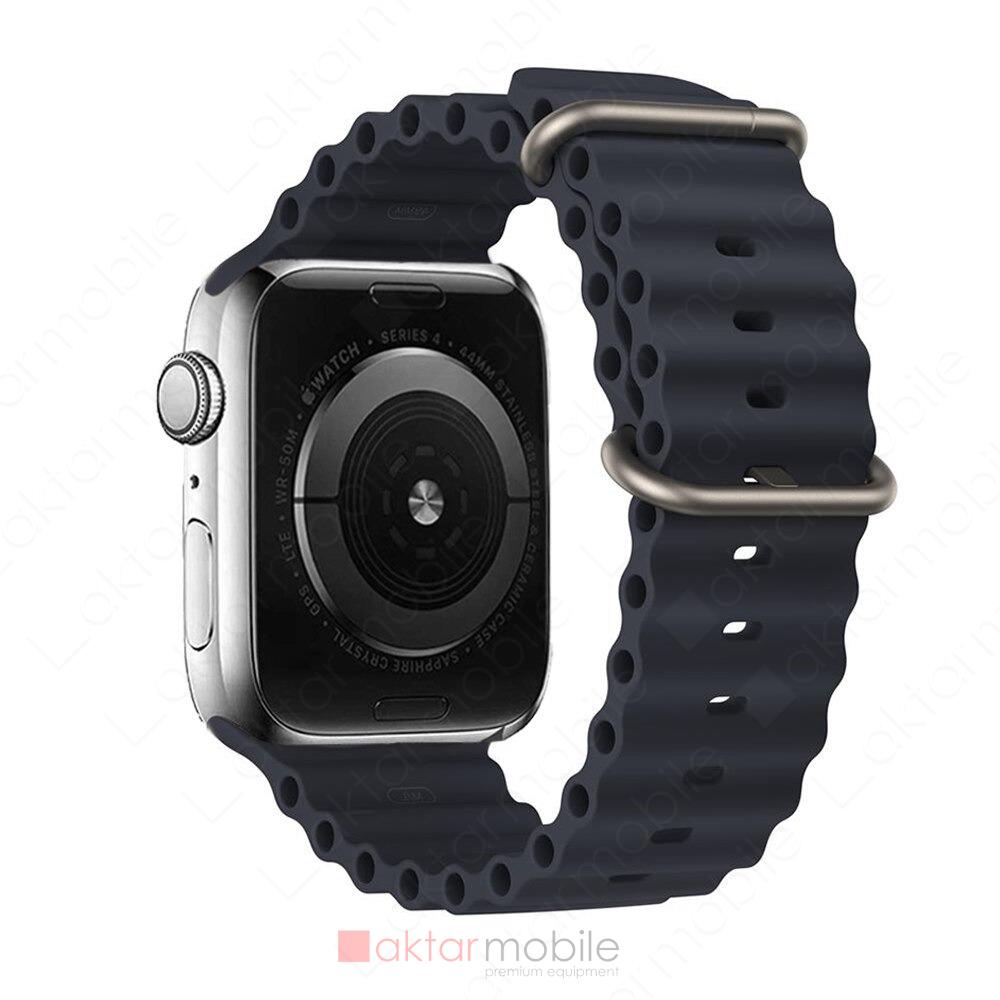 Apple Watch 3 2 1 38 mm uyumlu Silikon Kordon Ocean Kordon Silindirik Kayış Mid Night