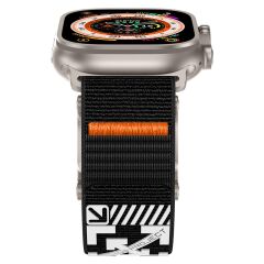 Apple Watch 7 8 9 45 mm Uyumlu Outdoor Kordon Naylon Dokuma Kumaş Premium Kayış Mıknatıslı Toka Gri - Siyah