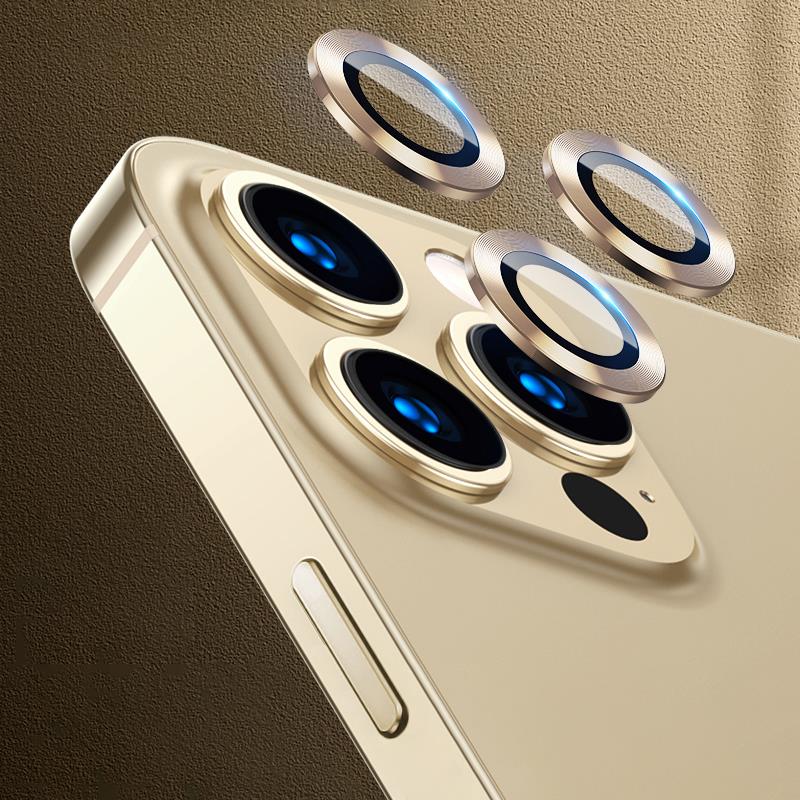 iPhone 13 Pro Kamera Lens Koruyucu Cam Tempered Glass Gold