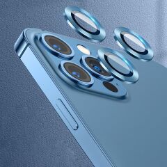 iPhone 13 Pro Kamera Lens Koruyucu Cam Tempered Glass Mavi
