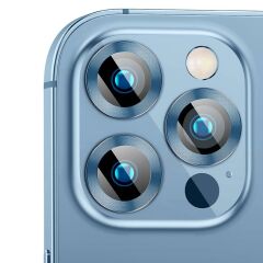 iPhone 13 Pro Kamera Lens Koruyucu Cam Tempered Glass Mavi