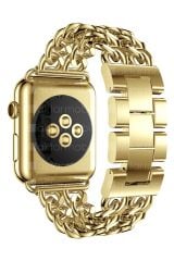 Apple Watch 7 6 SE 5 4 3 2 1 - 42 / 44 / 45 mm uyumlu Zincirli Metal Kordon Zincir Tasarım Kayış