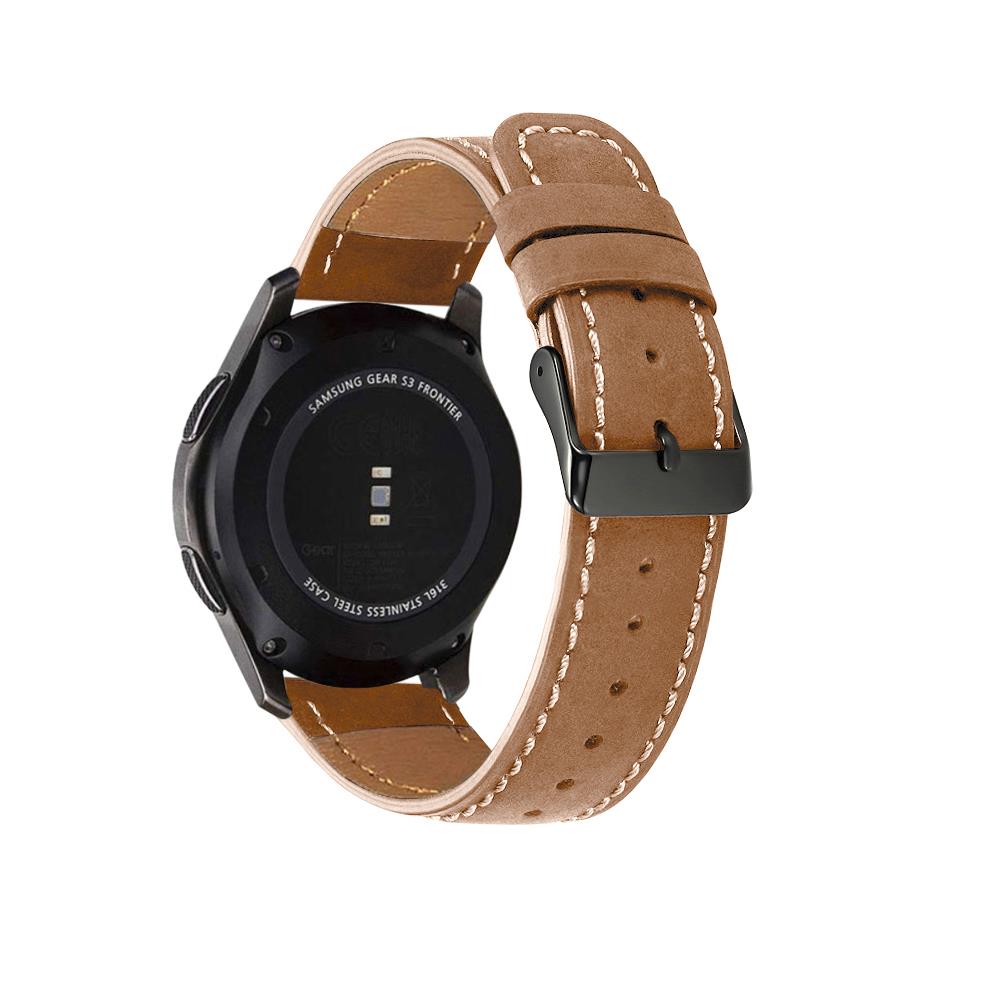 Huawei Watch GT 5 Pro GT 5 46 mm Uyumlu Deri Kordon Premium Dikişli Deri Kayış Kahverengi