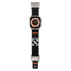 Apple Watch 6 5 4 3 2 1 SE 42 44 mm Uyumlu Outdoor Kordon Naylon Dokuma Kumaş Kayış Mıknatıslı Toka Gri - Siyah