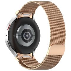 Galaxy Watch 4 40 / 44 mm Tam Uyumlu Mıknatıslı Hasır Metal Örgü Kordon Kayış Orijinal Pim Rose Gold