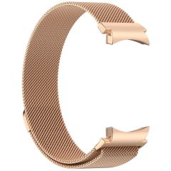 Galaxy Watch 4 40 / 44 mm Tam Uyumlu Mıknatıslı Hasır Metal Örgü Kordon Kayış Orijinal Pim Rose Gold