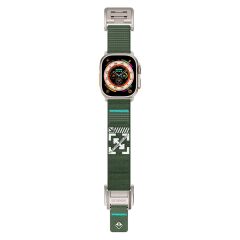 Apple Watch 6 5 4 3 2 1 SE 42 44 mm Uyumlu Outdoor Kordon Naylon Dokuma Kumaş Kayış Mıknatıslı Toka Gri - Yeşil