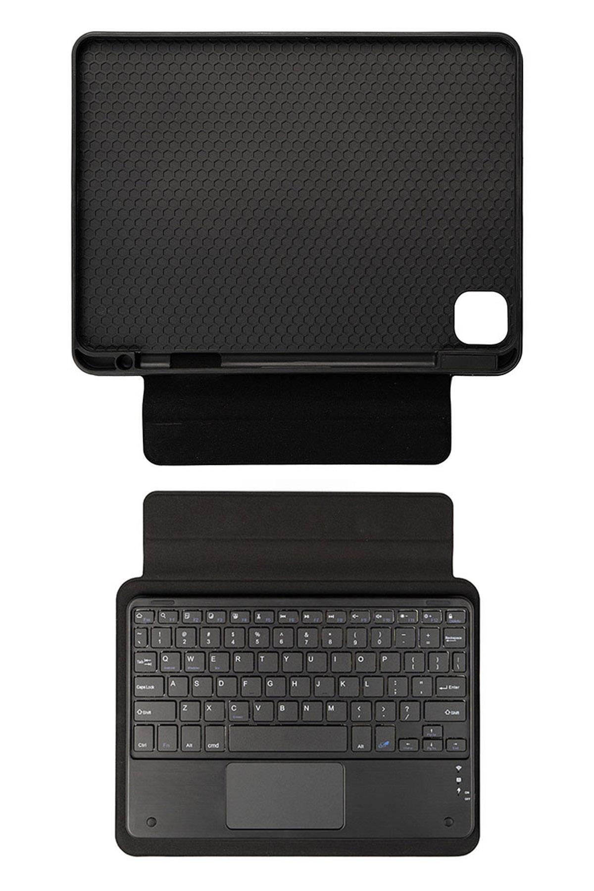 iPad Air 4. 5. Nesil 10.9'' Uyumlu Klavyeli Kılıf Standlı Bluetooth Klavye Trackpad Keyboard