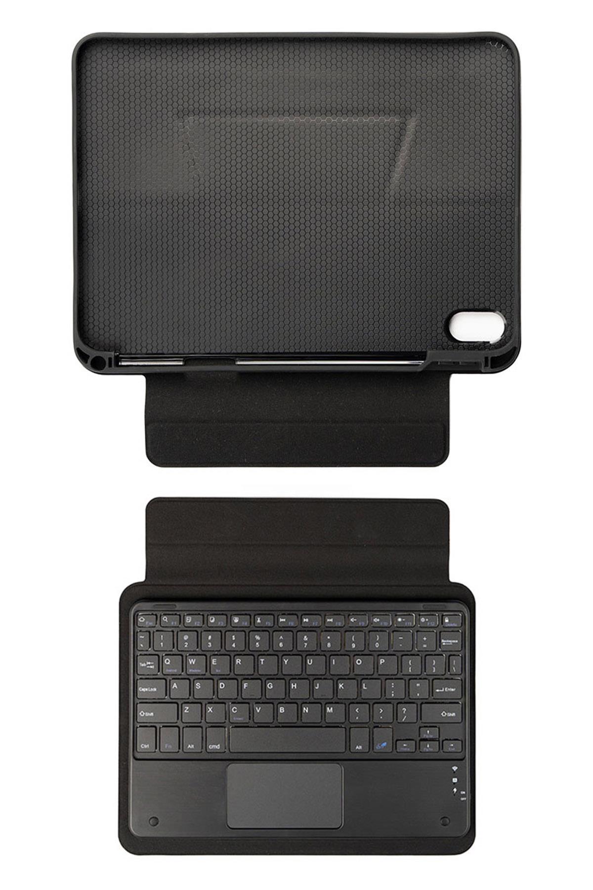 iPad 10. Nesil 2022 10.9'' Uyumlu Klavyeli Kılıf Standlı Bluetooth Klavye Trackpad Keyboard