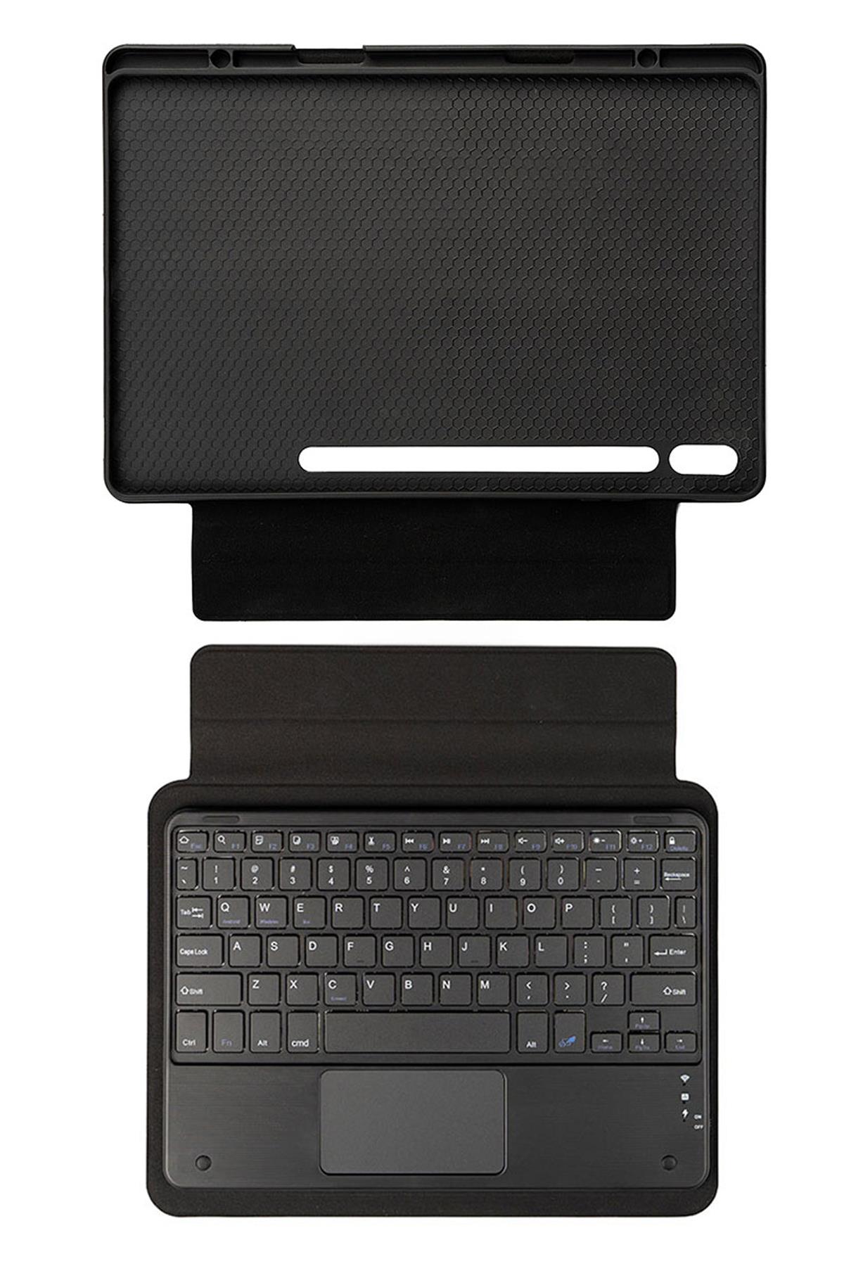 Galaxy Tab S7 FE LTE 12.4'' Uyumlu Klavyeli Kılıf Standlı Bluetooth Klavye Trackpad Keyboard