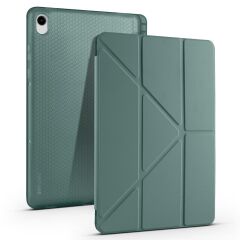 Galaxy Tab S11 2025 11'' uyumlu Kılıf Kalem Bölmeli Tri Folding Standlı Arkası Silikon Kapak Koyu Yeşil