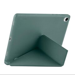 Galaxy Tab S11 2025 11'' uyumlu Kılıf Kalem Bölmeli Tri Folding Standlı Arkası Silikon Kapak Koyu Yeşil