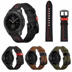 Huawei Watch GT 2 46 mm Uyumlu Deri Kordon Spor Dikişli Deri Kayış Siyah