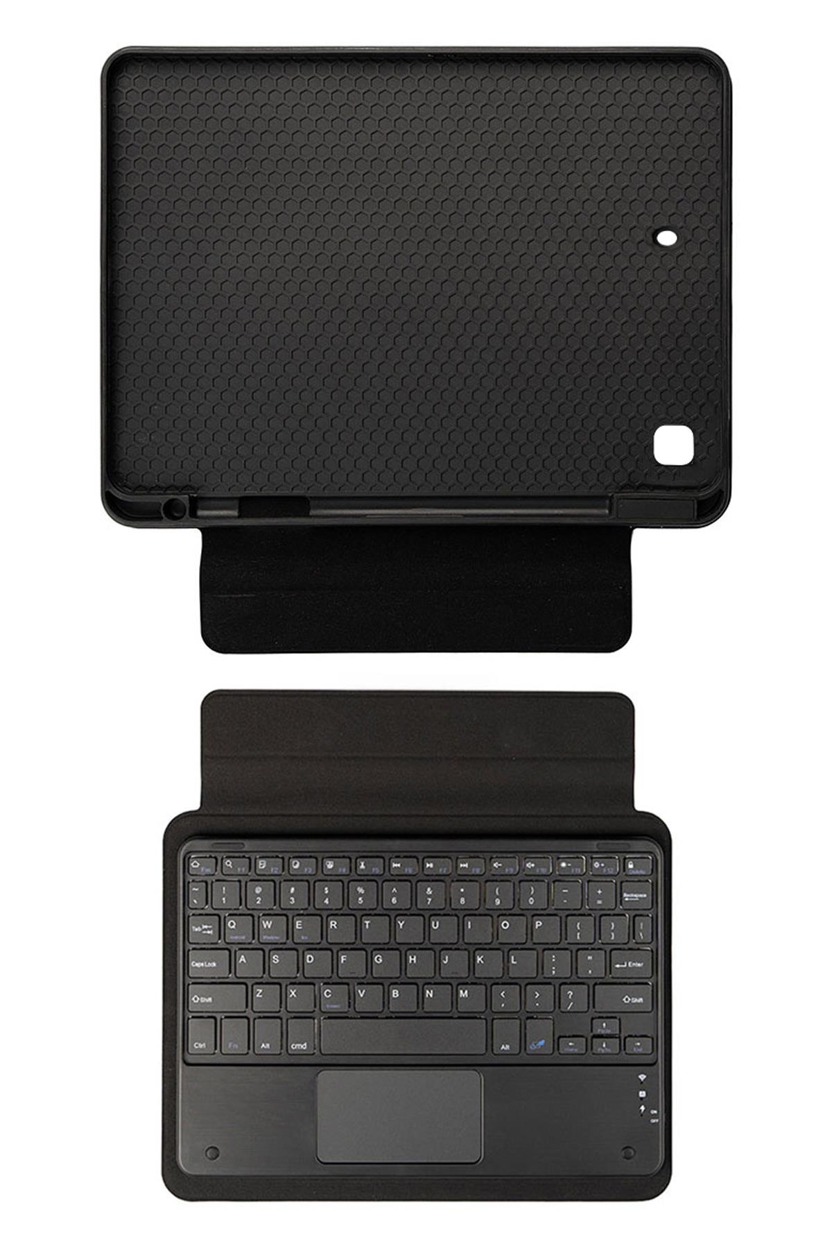 iPad 7. 8. 9. Nesil 10.2'' Uyumlu Klavyeli Kılıf Standlı Bluetooth Klavye Trackpad Keyboard