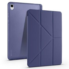 Galaxy Tab S11 2025 11'' uyumlu Kılıf Kalem Bölmeli Tri Folding Standlı Arkası Silikon Kapak Lacivert