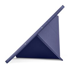 Galaxy Tab S11 2025 11'' uyumlu Kılıf Kalem Bölmeli Tri Folding Standlı Arkası Silikon Kapak Lacivert