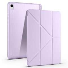 Galaxy Tab S11 2025 11'' uyumlu Kılıf Kalem Bölmeli Tri Folding Standlı Arkası Silikon Kapak Lila