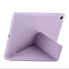 Galaxy Tab S11 2025 11'' uyumlu Kılıf Kalem Bölmeli Tri Folding Standlı Arkası Silikon Kapak Lila