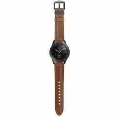 Huawei Watch GT 2 46 mm Uyumlu Deri Kordon Spor Dikişli Deri Kayış Kahverengi