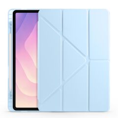 Galaxy Tab S11 2025 11'' uyumlu Kılıf Kalem Bölmeli Tri Folding Standlı Arkası Silikon Kapak Mavi