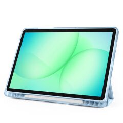 Galaxy Tab S11 2025 11'' uyumlu Kılıf Kalem Bölmeli Tri Folding Standlı Arkası Silikon Kapak Mavi
