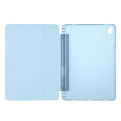 Galaxy Tab S11 2025 11'' uyumlu Kılıf Kalem Bölmeli Tri Folding Standlı Arkası Silikon Kapak Mavi