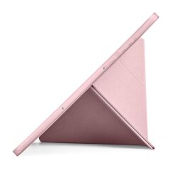 Galaxy Tab S11 2025 11'' uyumlu Kılıf Kalem Bölmeli Tri Folding Standlı Arkası Silikon Kapak Rose Gold