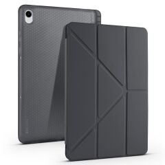 Galaxy Tab S11 2025 11'' uyumlu Kılıf Kalem Bölmeli Tri Folding Standlı Arkası Silikon Kapak Siyah