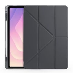 Galaxy Tab S11 2025 11'' uyumlu Kılıf Kalem Bölmeli Tri Folding Standlı Arkası Silikon Kapak Siyah