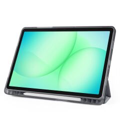 Galaxy Tab S11 2025 11'' uyumlu Kılıf Kalem Bölmeli Tri Folding Standlı Arkası Silikon Kapak Siyah