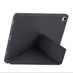 Galaxy Tab S11 2025 11'' uyumlu Kılıf Kalem Bölmeli Tri Folding Standlı Arkası Silikon Kapak Siyah