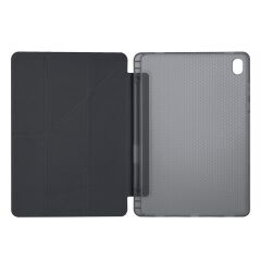 Galaxy Tab S11 2025 11'' uyumlu Kılıf Kalem Bölmeli Tri Folding Standlı Arkası Silikon Kapak Siyah