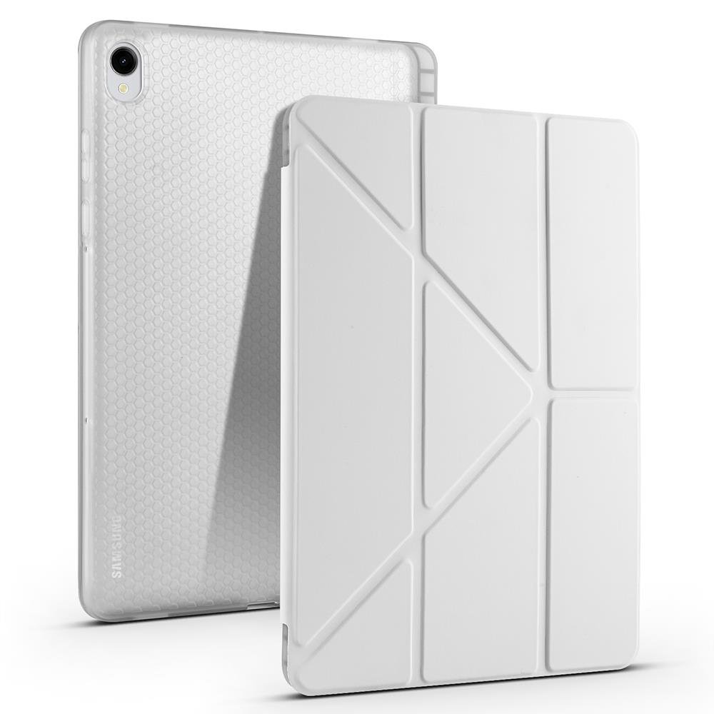 Galaxy Tab S11 2025 11'' uyumlu Kılıf Kalem Bölmeli Tri Folding Standlı Arkası Silikon Kapak Gri