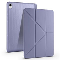 Galaxy Tab S11 2025 11'' uyumlu Kılıf Kalem Bölmeli Tri Folding Standlı Arkası Silikon Kapak Levander Gray