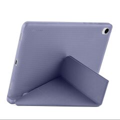 Galaxy Tab S11 2025 11'' uyumlu Kılıf Kalem Bölmeli Tri Folding Standlı Arkası Silikon Kapak Levander Gray