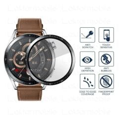 Huawei Watch GT 3 46 mm uyumlu Ekran Koruyucu 3D Tam Kapatan Kavisli PPMA Nano Cam Tam Uyumlu
