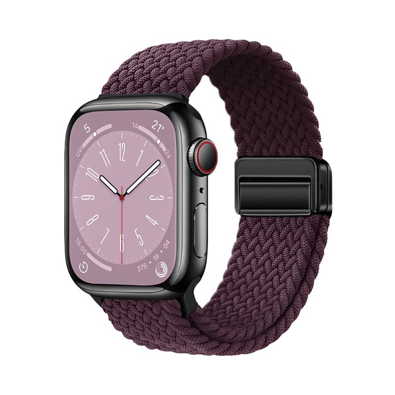 Apple Watch 7 8 9 41 mm uyumlu Örgü Kordon Magnetik D Tokalı Kayış Mıknatıslı Metal Toka