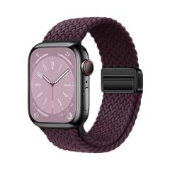 Apple Watch 7 8 9 41 mm uyumlu Örgü Kordon Magnetik D Tokalı Kayış Mıknatıslı Metal Toka