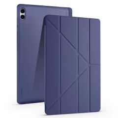 Galaxy Tab S11 Ultra 2025 14.6'' uyumlu Kılıf Kalem Bölmeli Tri Folding Standlı Arkası Silikon Kapak Lacivert