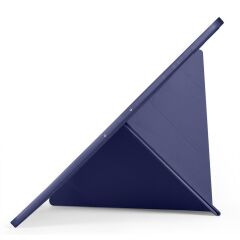 Galaxy Tab S11 Ultra 2025 14.6'' uyumlu Kılıf Kalem Bölmeli Tri Folding Standlı Arkası Silikon Kapak Lacivert